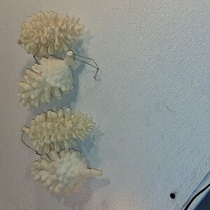 4 Elegant Cream Pinecone Holiday Ornaments